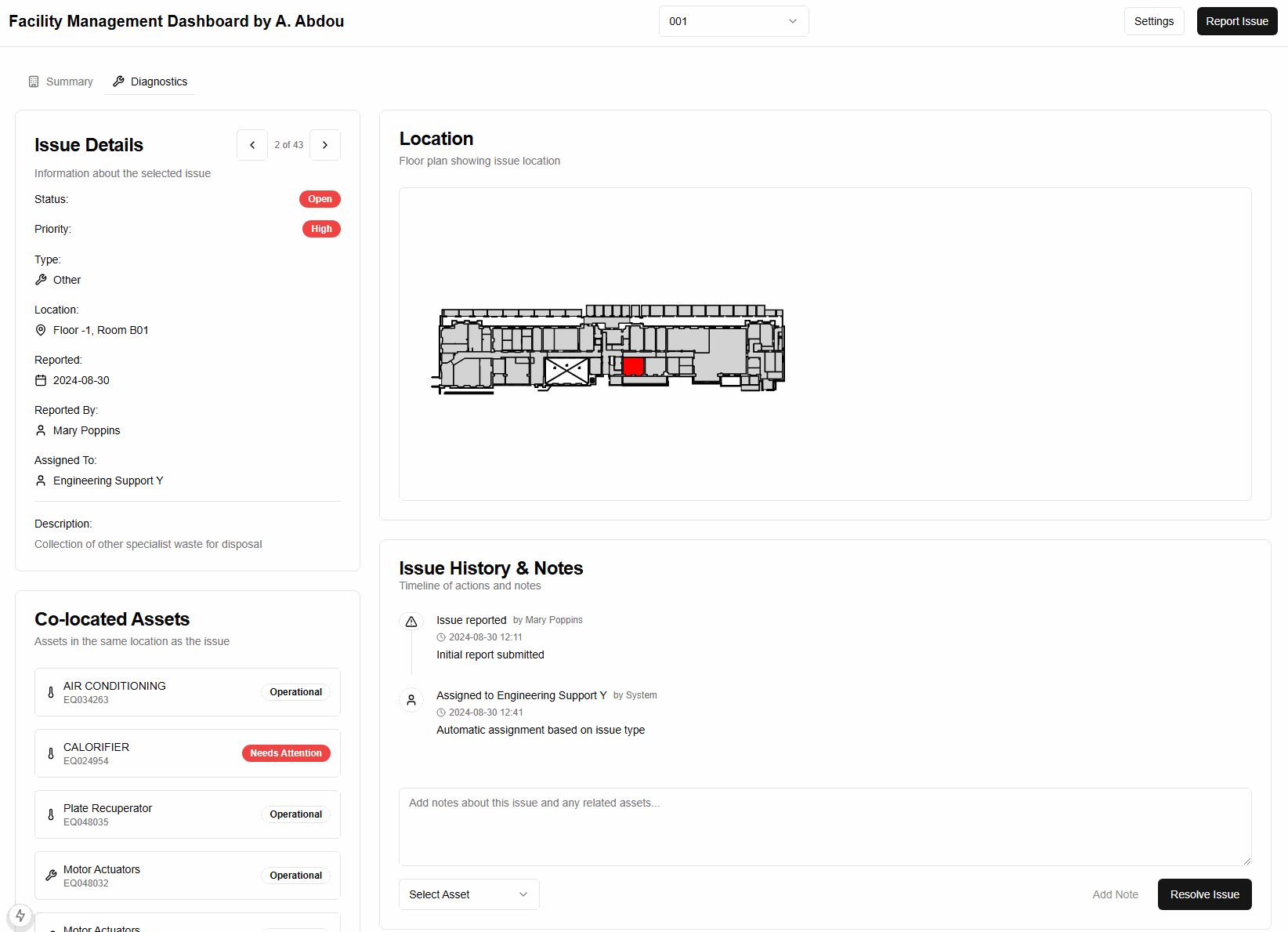 Dashboard view showing spatial job history